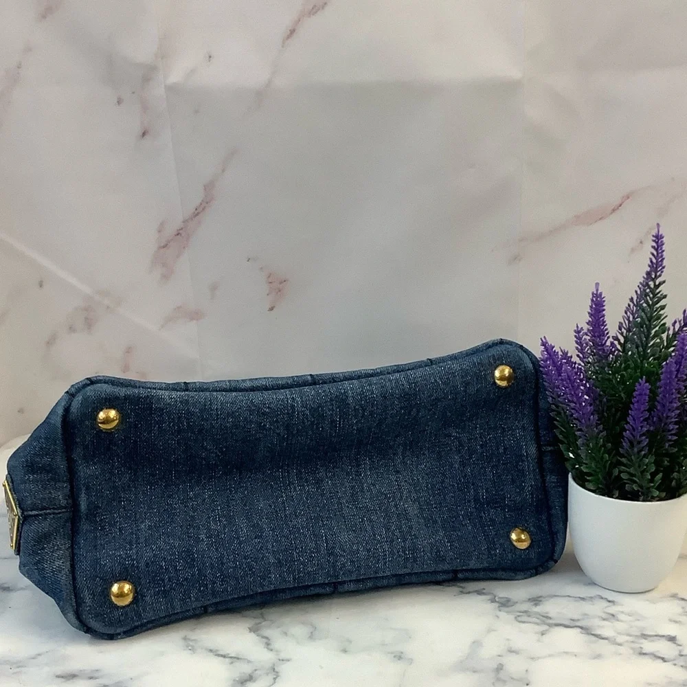 GUC Prada Denim Canapa Tote Bag - Picture 5 of 7